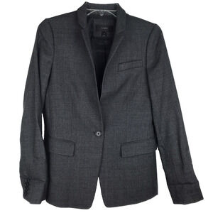 J.Crew Regent Blazer In Wool Flannel Gray One Button Lined Pockets Womens Size 2